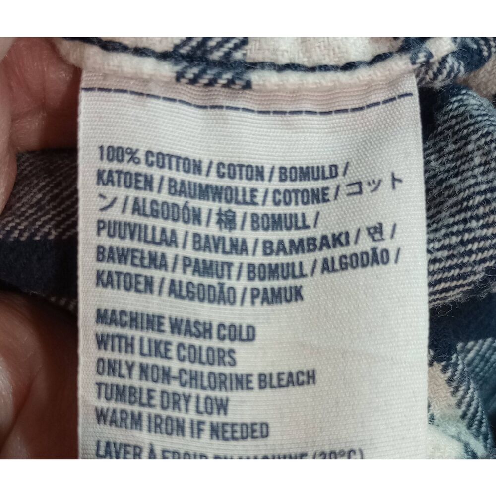 Abercrombie Shirt Boys Extra Large Blue Plaid Muscle Flannel Button Front Long S - Picture 6 of 7